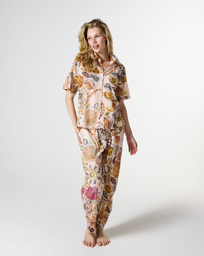 Costa Pink Adult Organic Cotton Short Sleeve Shirt & Pant Pyjama Set