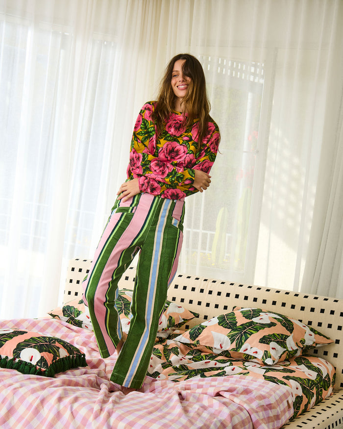 Lily Of The Valley Peach Linen Fitted Sheet