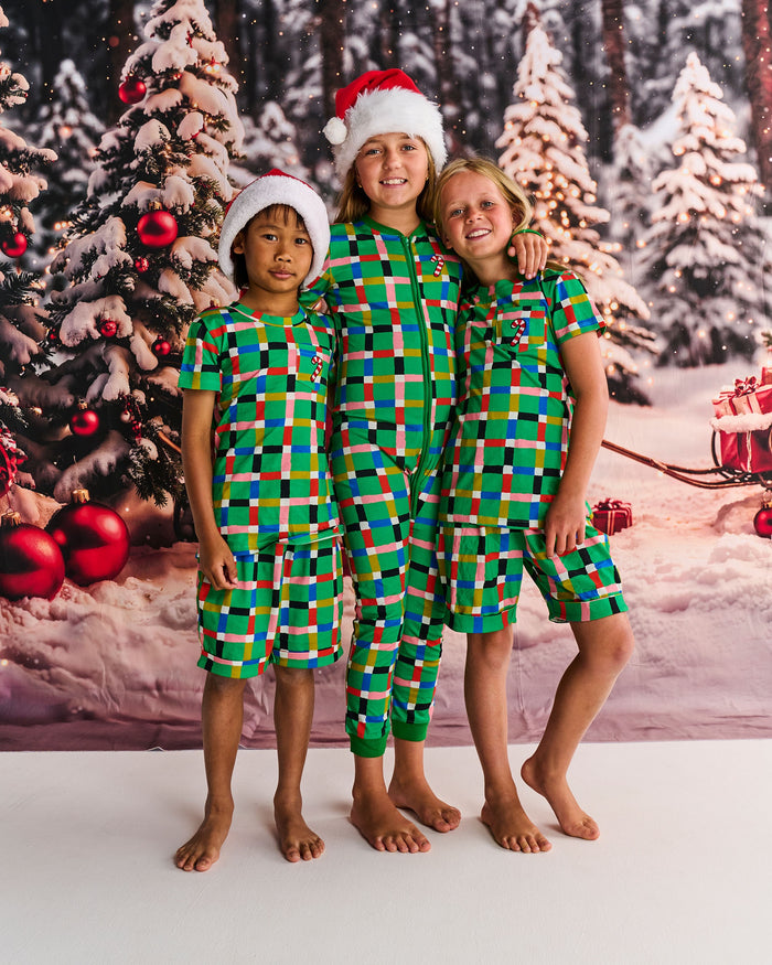 Jolly Tartan Teen Girls Organic Cotton Short Sleeve T-Shirt & Shorts Pyjama Set