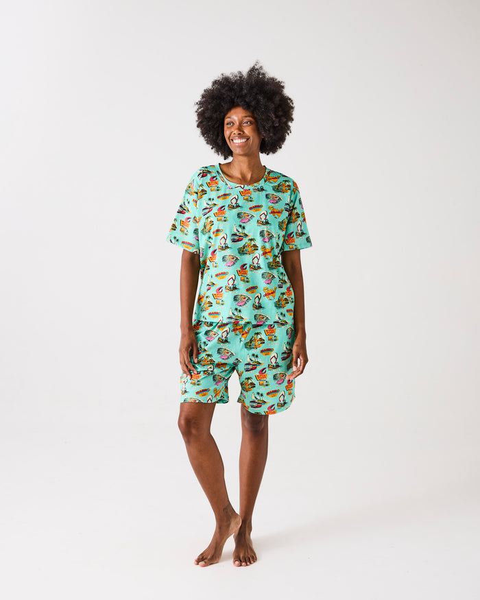 Kip&Co x Mambo Mambo World Men's Organic Cotton Shorts & Tee Pyjama Set