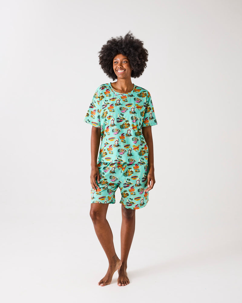 Kip&Co x Mambo Mambo World Men's Organic Cotton Shorts & Tee Pyjama Set