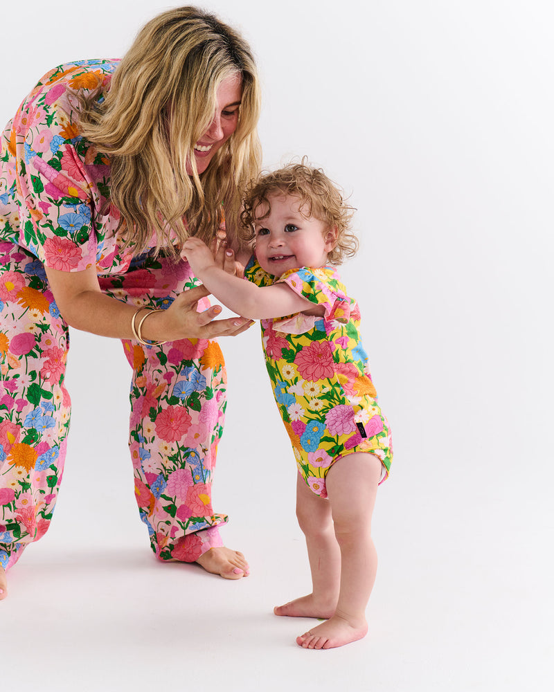 Follow The Sun Yellow Organic Short Sleeve Frill Romper