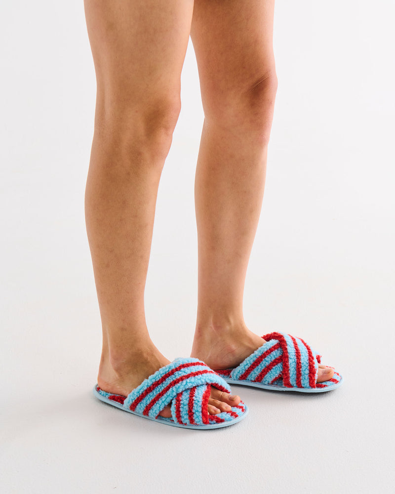 Hamilton Stripe Sherpa Adult Slippers