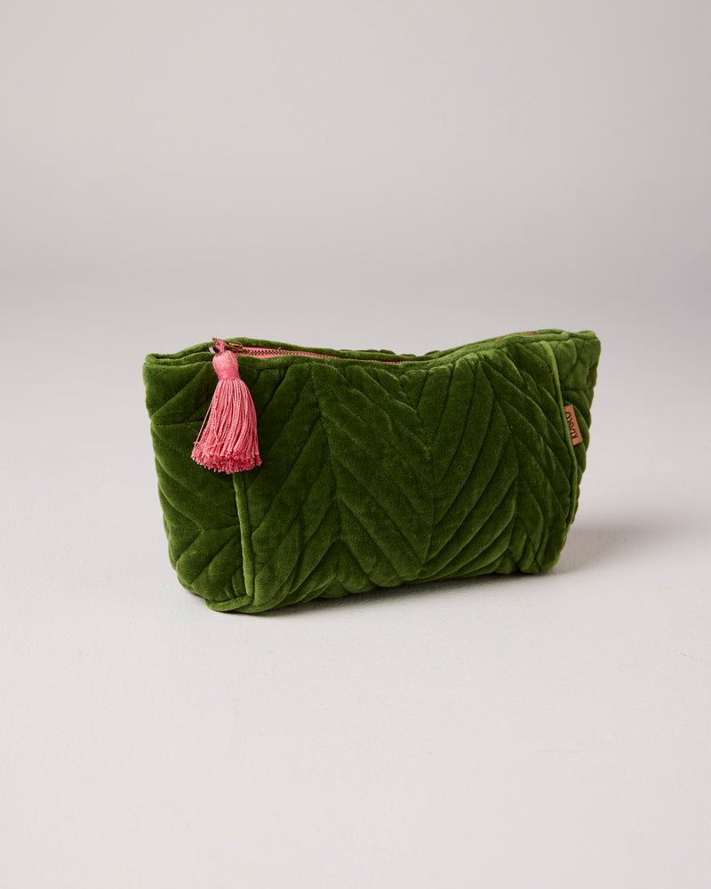 Moss Velvet Toiletry Bag