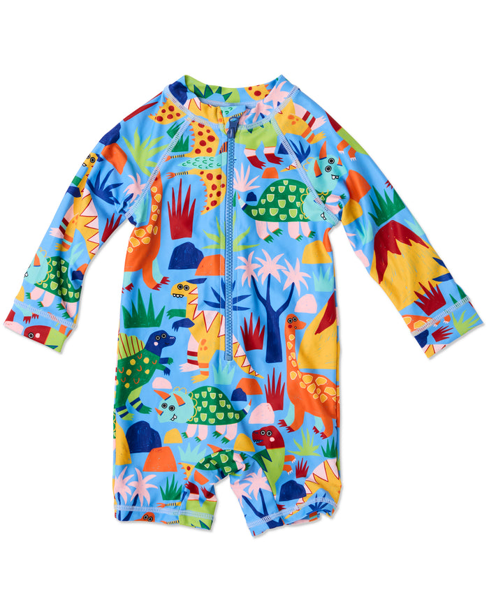 Dinosaur Roar Baby Long Sleeve Zip Bathers