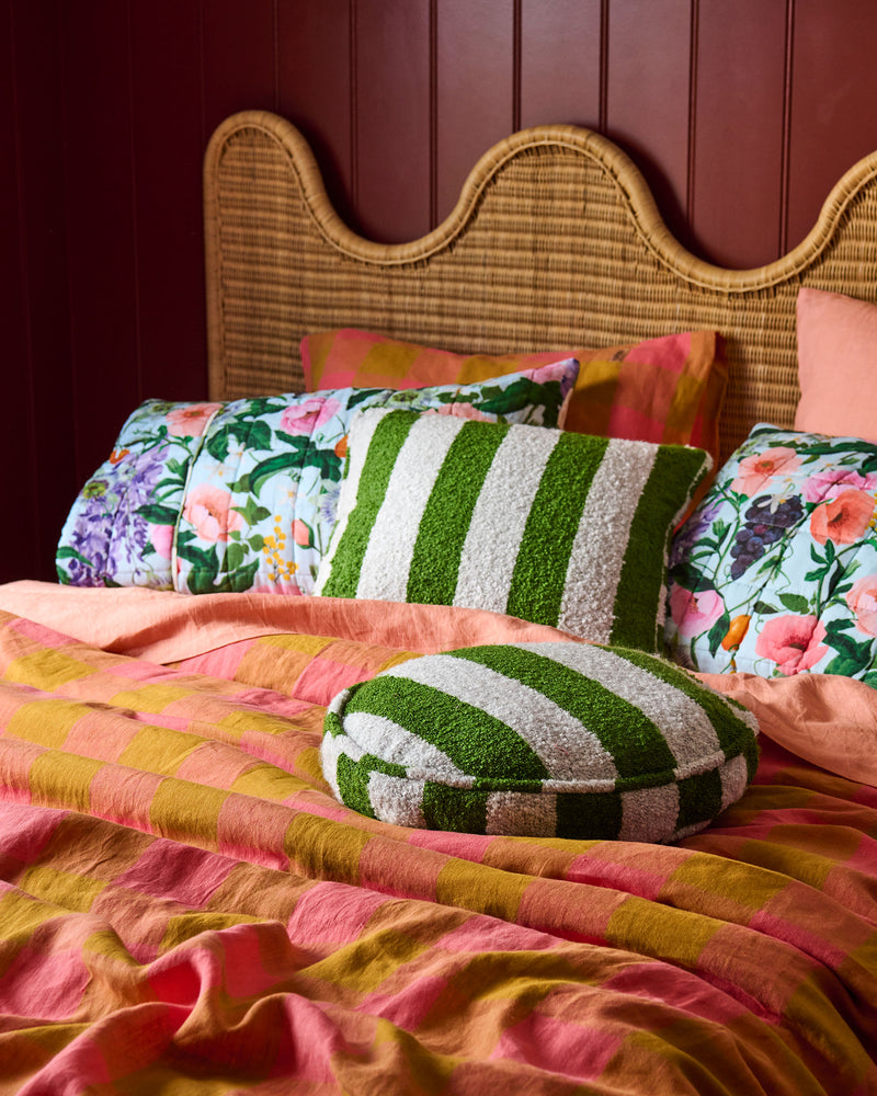 Moss Stripe Square Boucle Cushion