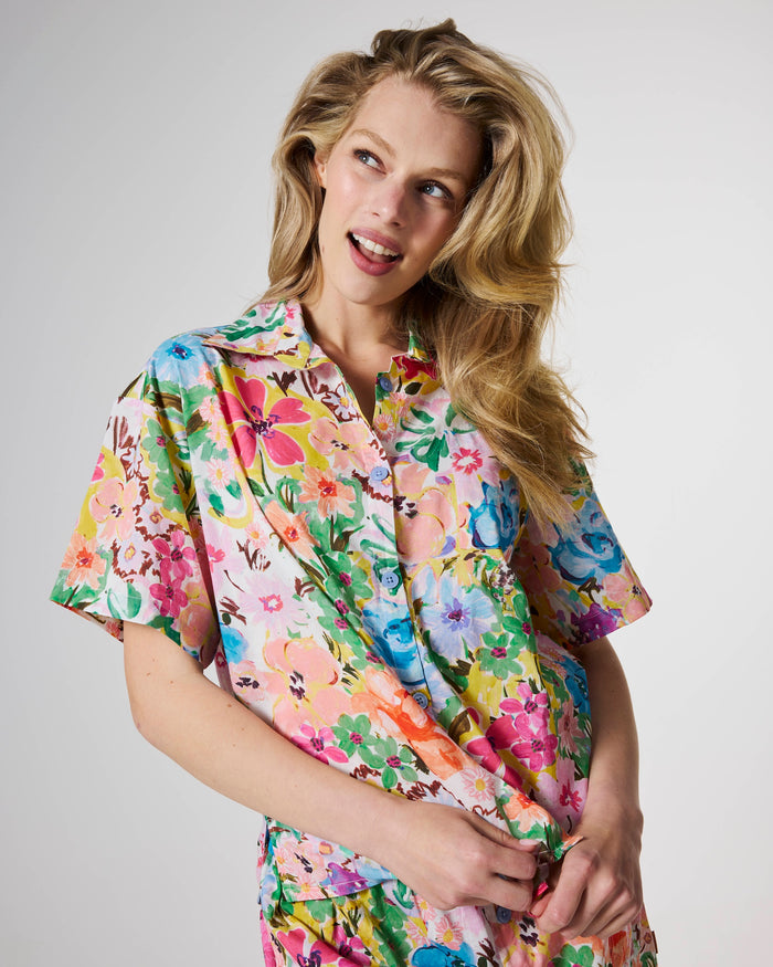 Alfresco Adult Organic Cotton Short Sleeve Shirt & Short Pyjama Set