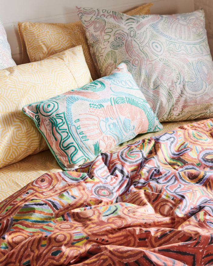 Tjala Tjukurpa Pastel Embroidered Cushion