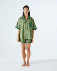 Glow In Green Adult Bamboo Cotton Short Sleeve Shirt & Short Pyjama Set
