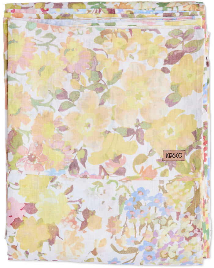 Forever Floral Butter Linen Flat Sheet