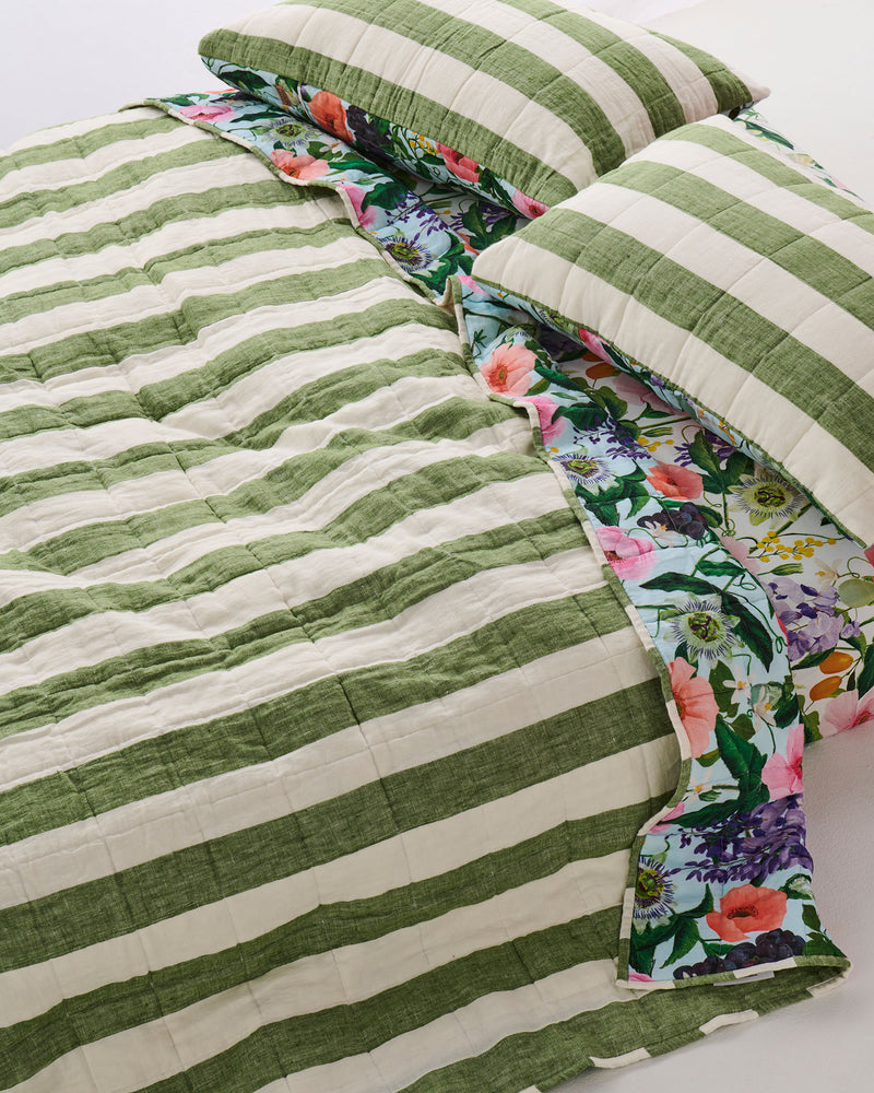 Spring In The Air Reversible Linen Quilted Bedspread