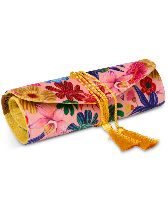 Wild Flowers In Bloom Velvet Jewellery Roll