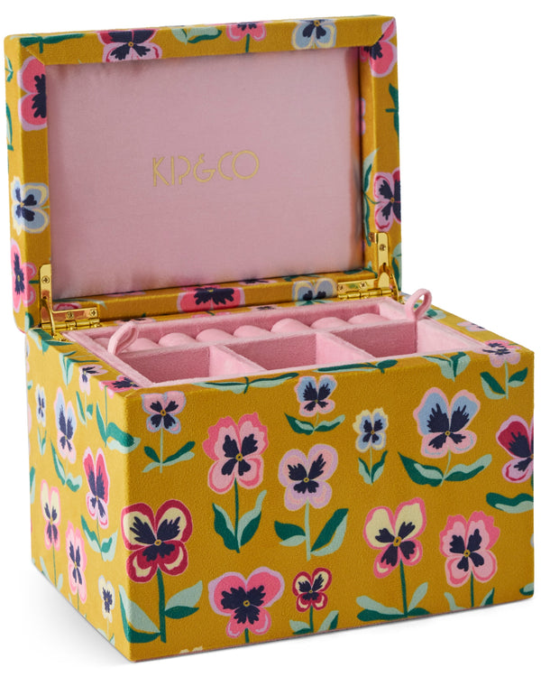 Pretty Pansy Velvet Jewellery Box Large