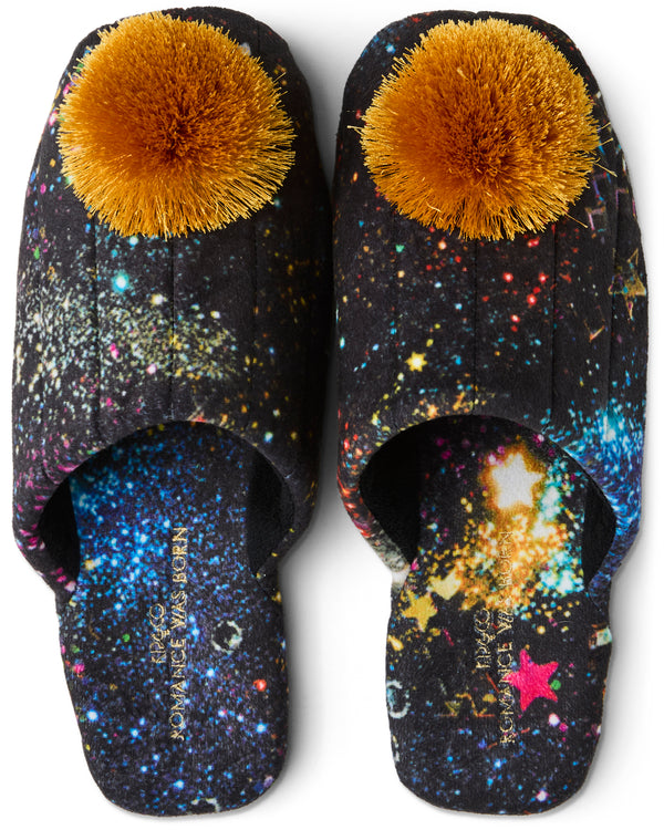 Kip&Co x Romance Was Born Glitter Galaxy Velvet Adult Slippers