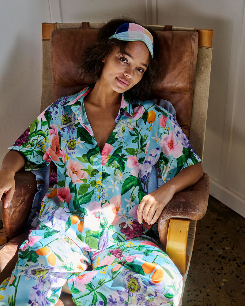 Spring In The Air Adult Eco Satin Short Sleeve Shirt & Pant Pyjama Set