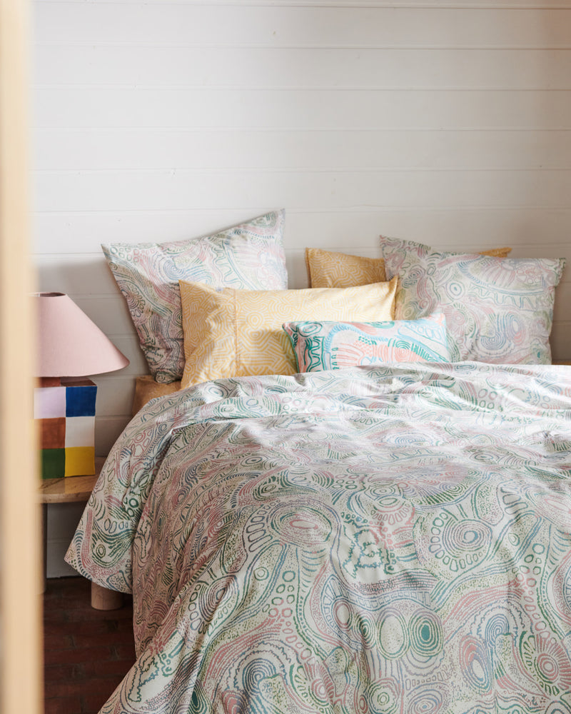 Tjala Tjukurpa Pastel Organic Cotton Quilt Cover