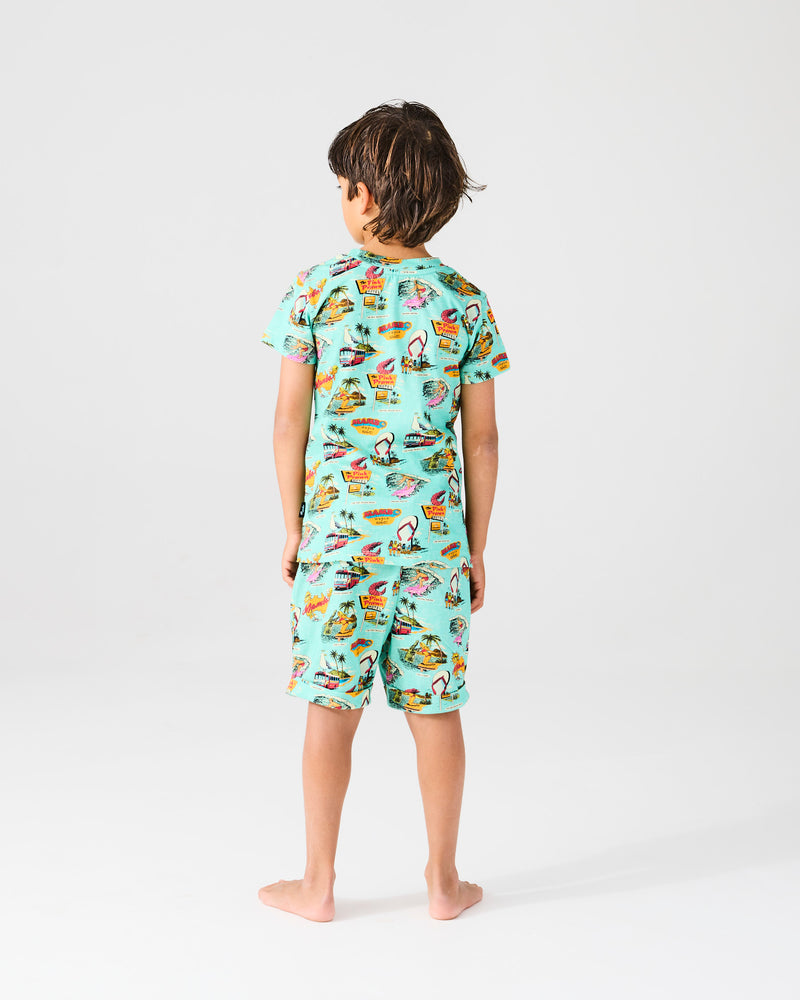 Kip&Co x Mambo Mambo World Kids Organic Cotton Short Sleeve Tee & Short Pyjama Set