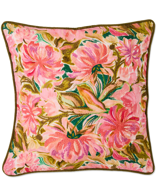 Warm Floral Breeze Embroidered Cushion