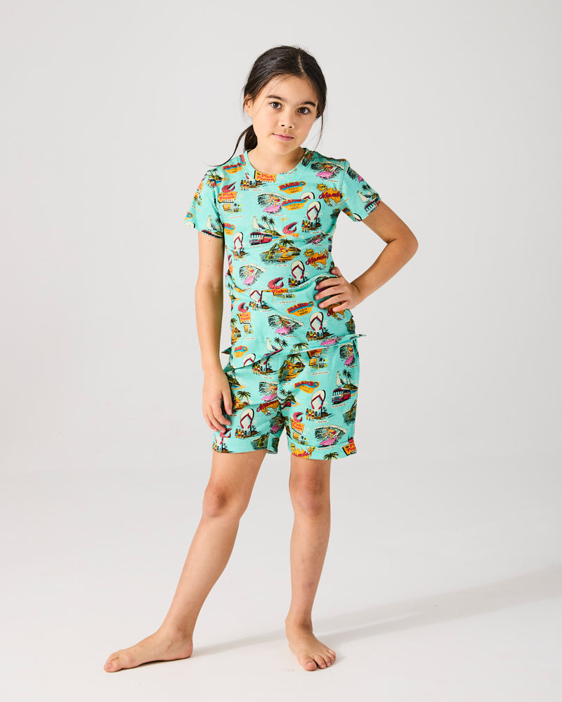 Kip&Co x Mambo Mambo World Kids Organic Cotton Short Sleeve Tee & Short Pyjama Set
