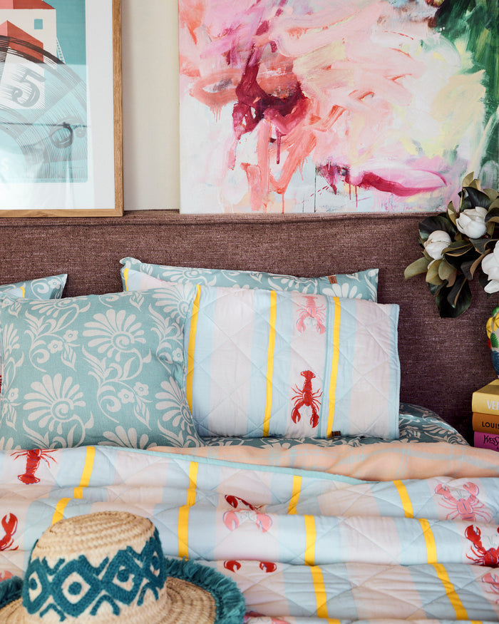 Lobster Fan Club Organic Cotton Quilted Pillowcases