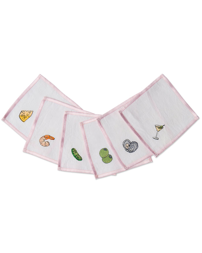 Aperitivo Embroidered 6P Cocktail Napkin Set