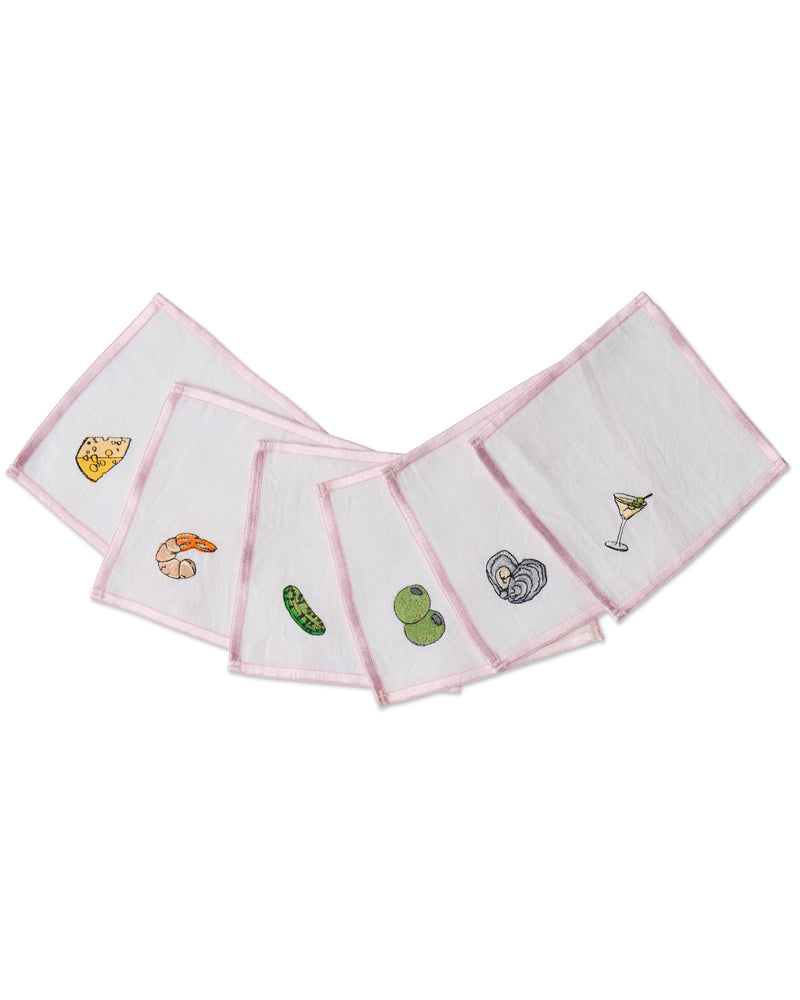 Aperitivo Embroidered 6P Cocktail Napkin Set