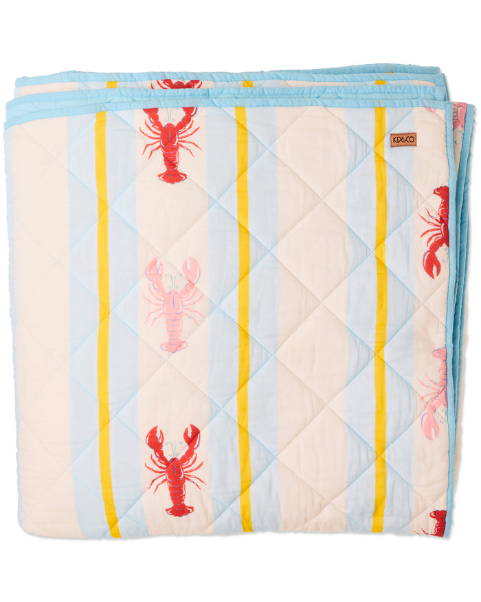 Lobster Fan Club Organic Cotton Quilted Bedspread