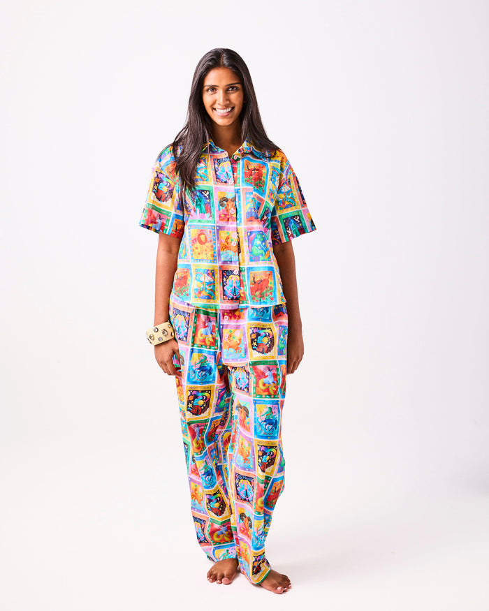 Zodiac Adult Organic Cotton Short Sleeve Shirt & Pant Pyjama Set
