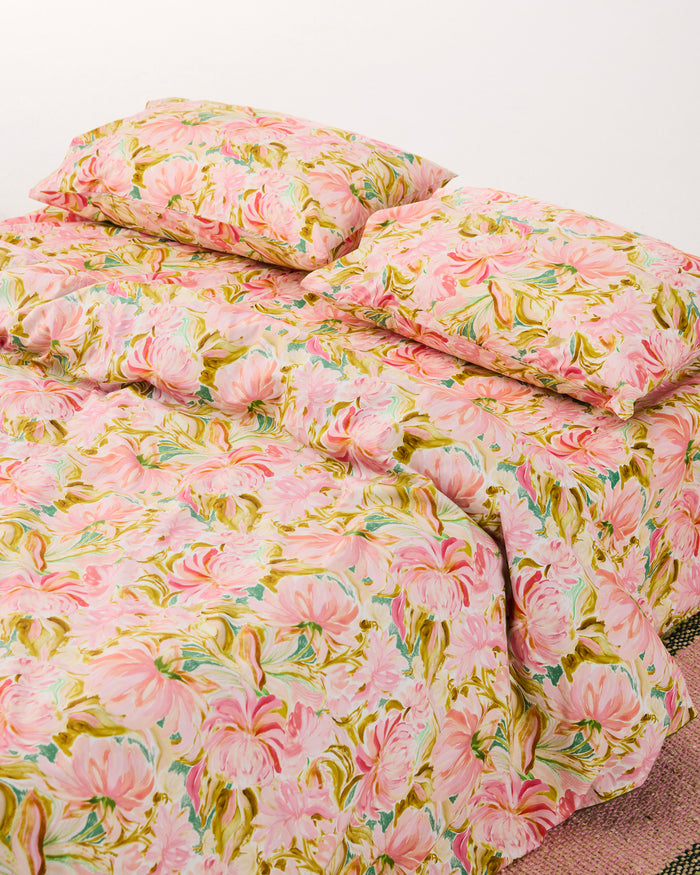 Warm Floral Breeze Organic Cotton Fitted Sheet