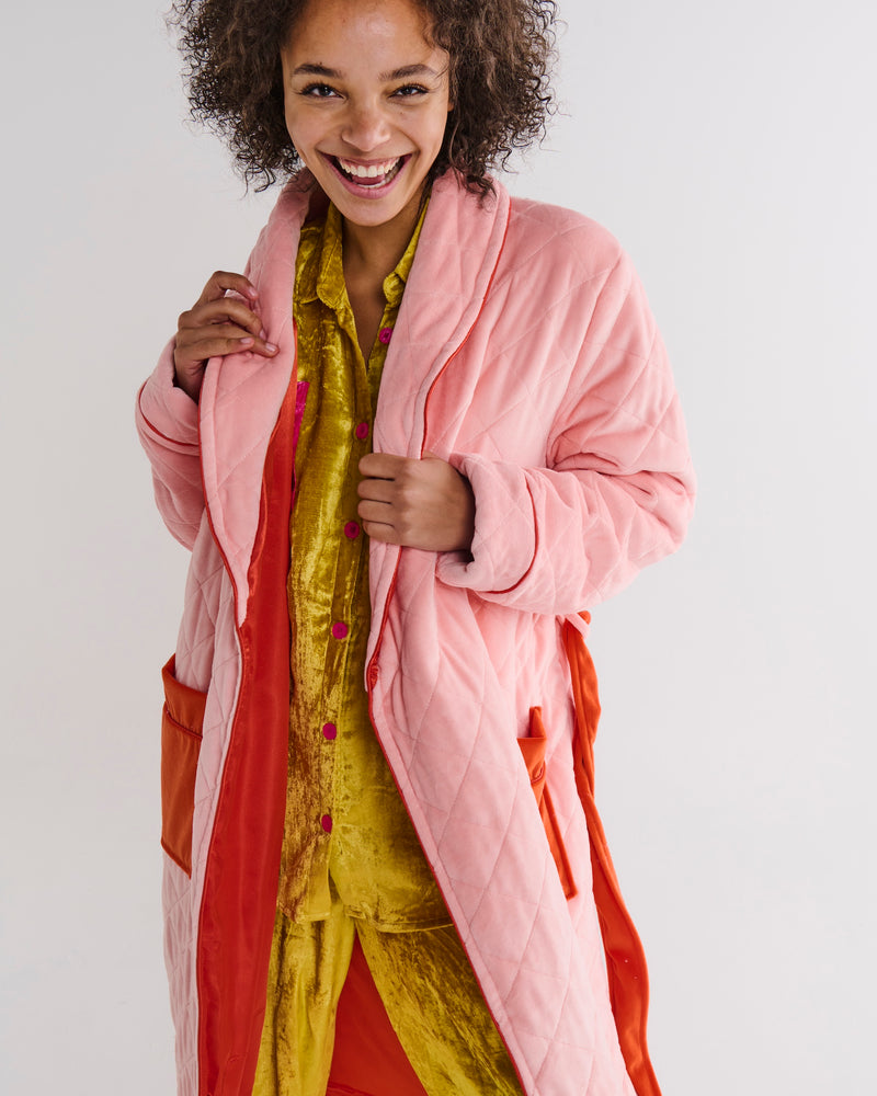 Pretty In Peach Quilted Velvet Robe