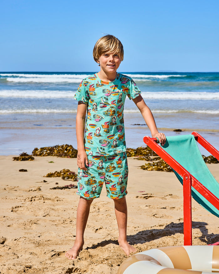 Kip&Co x Mambo Mambo World Kids Organic Cotton Short Sleeve Tee & Short Pyjama Set