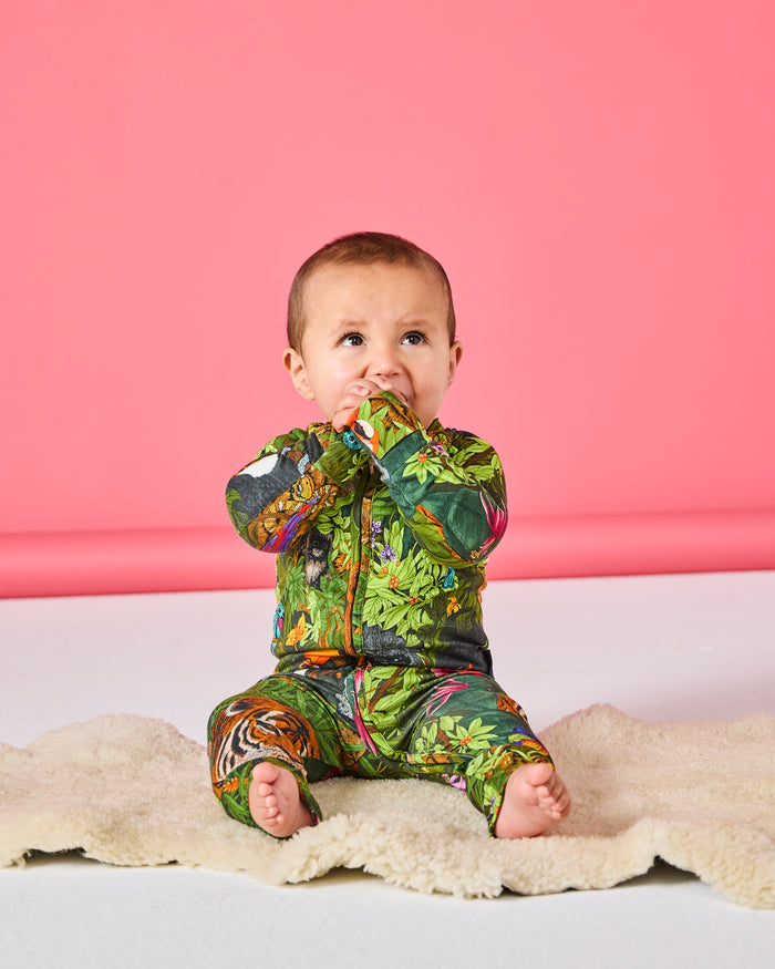 Jungle Life Organic Long Sleeve Zip Romper
