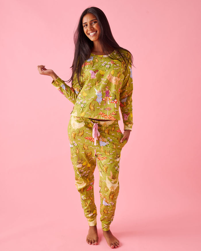 Kip&Co x Fairyland Frolicking In The Fields Adult Organic Cotton Long Sleeve Pyjama Top & Slouch Pant Set