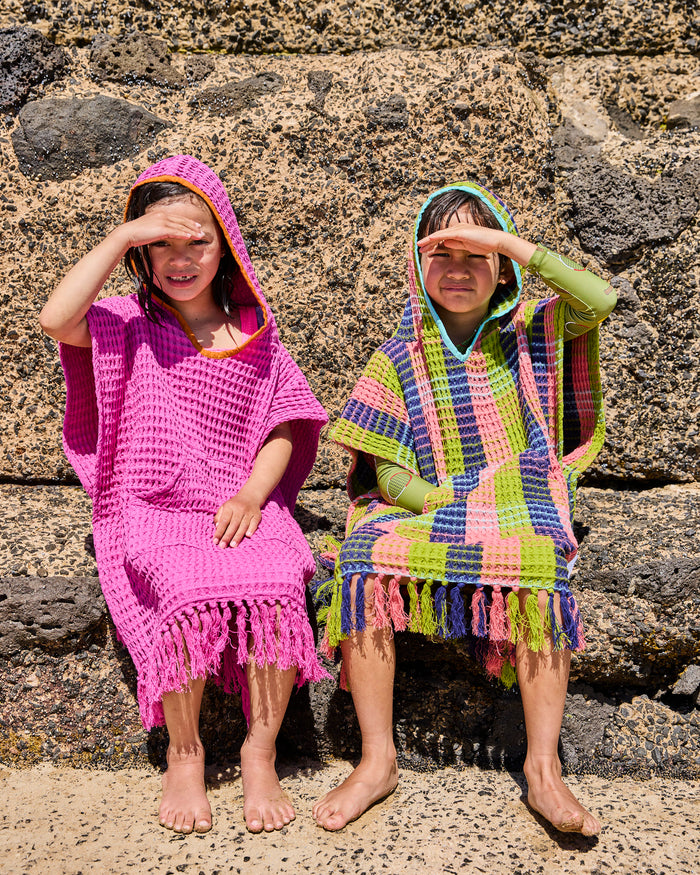 Florida Tartan Kids Waffle Poncho