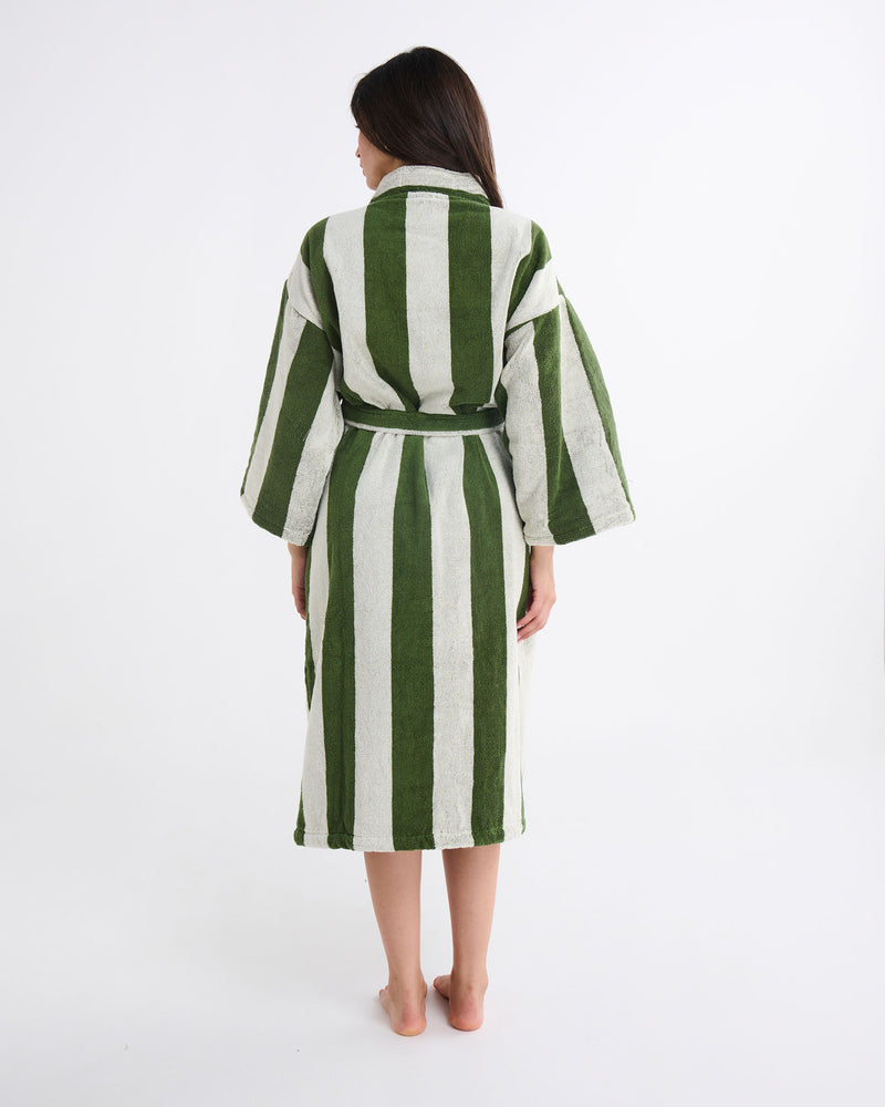 Moss Stripe Terry Bath Robe
