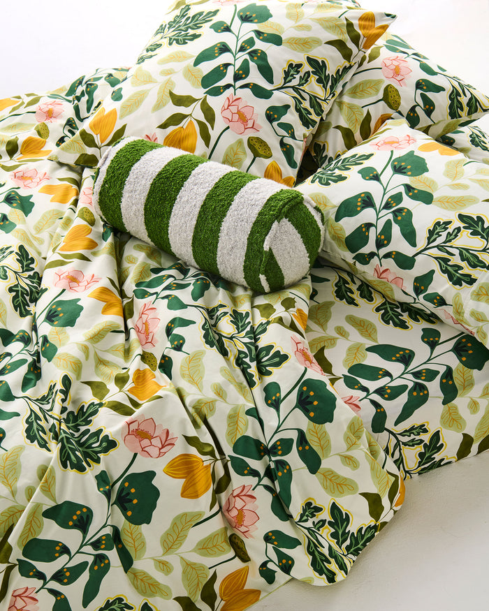 Moss Stripe Boucle Bolster Cushion