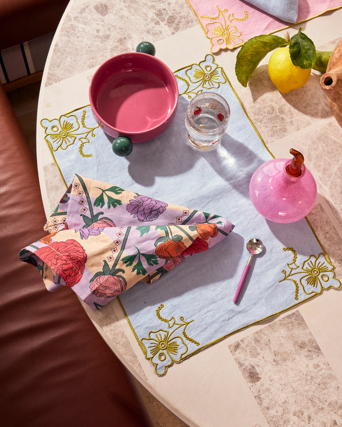 Blue Tuscan Embroidered 4P Placemat Set