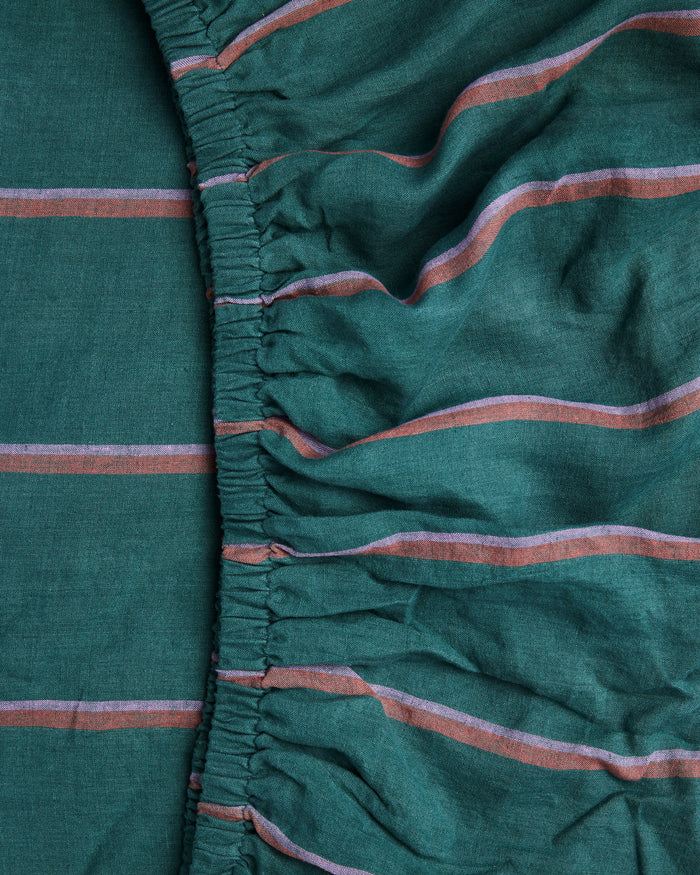 Wakame Crush Stripe Linen Fitted Sheet