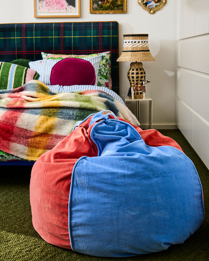 Blue Robin Velvet Beanbag