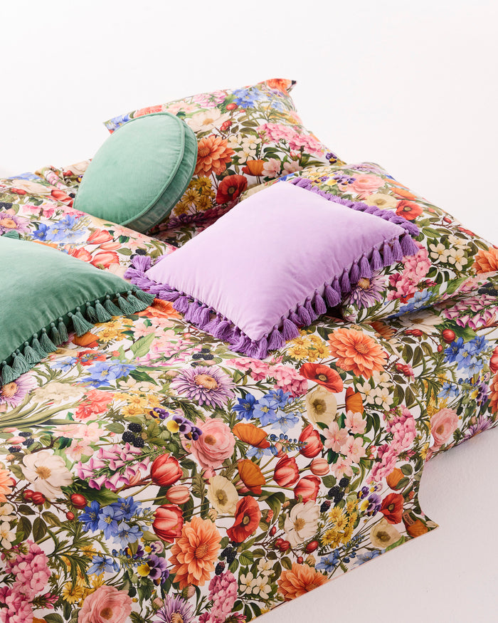 Lilac Velvet Tassel Cushion