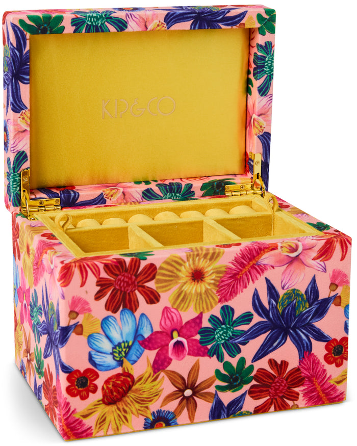 Wild Flowers In Bloom Velvet Jewellery Box Large
