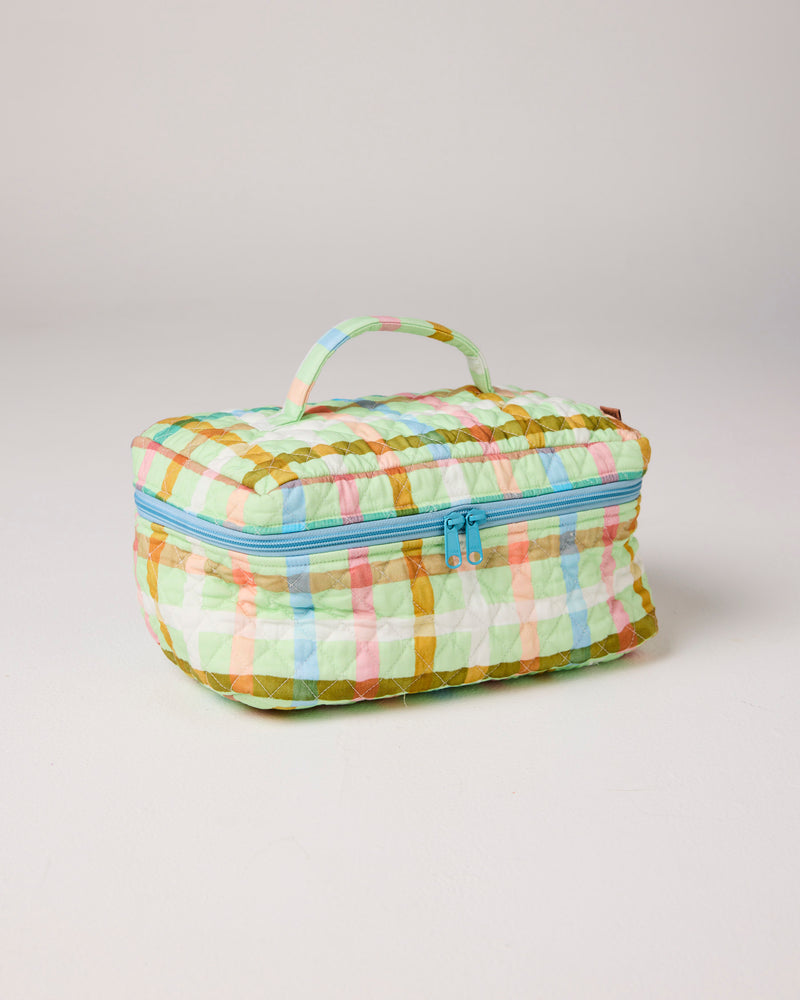 Candy Check Mint Quilted Cotton Toiletry Case