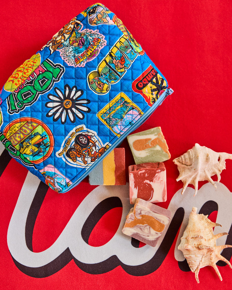 Kip&Co x Mambo Sticker Club Quilted Cotton Toiletry Purse