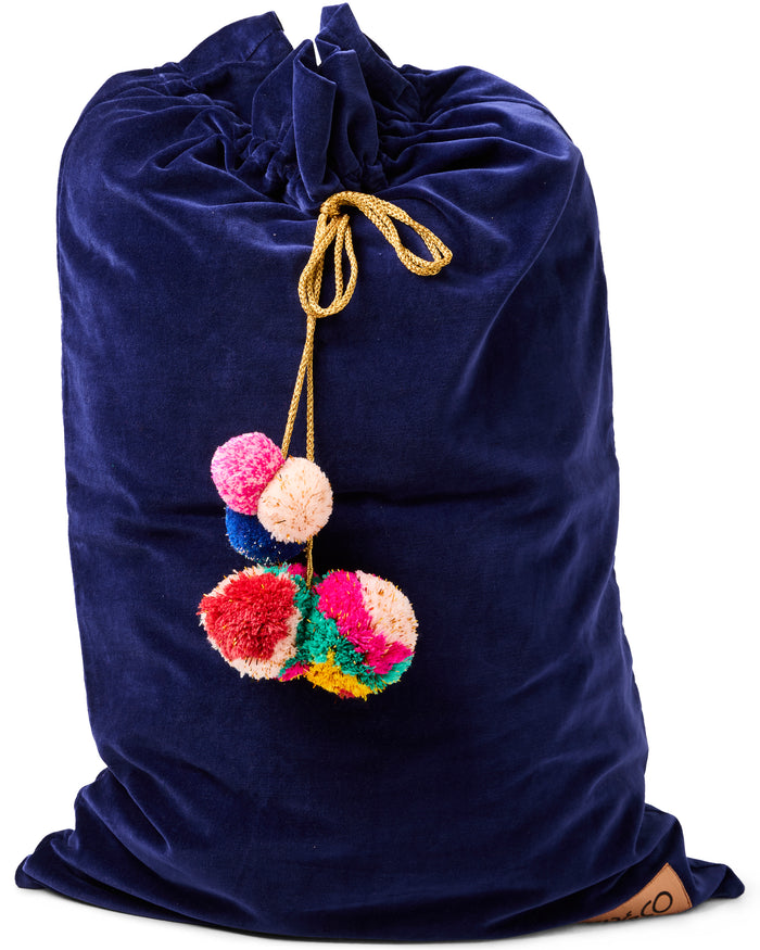 Navy Blue Velvet Santa Sack