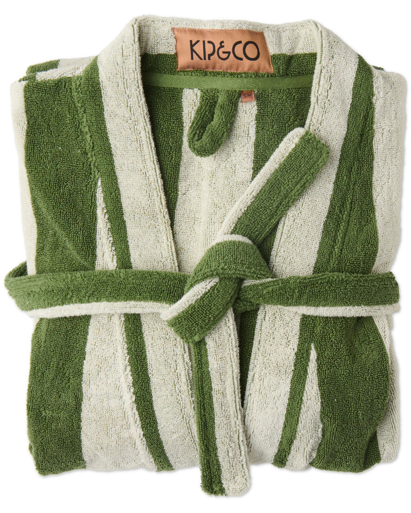 Moss Stripe Terry Bath Robe