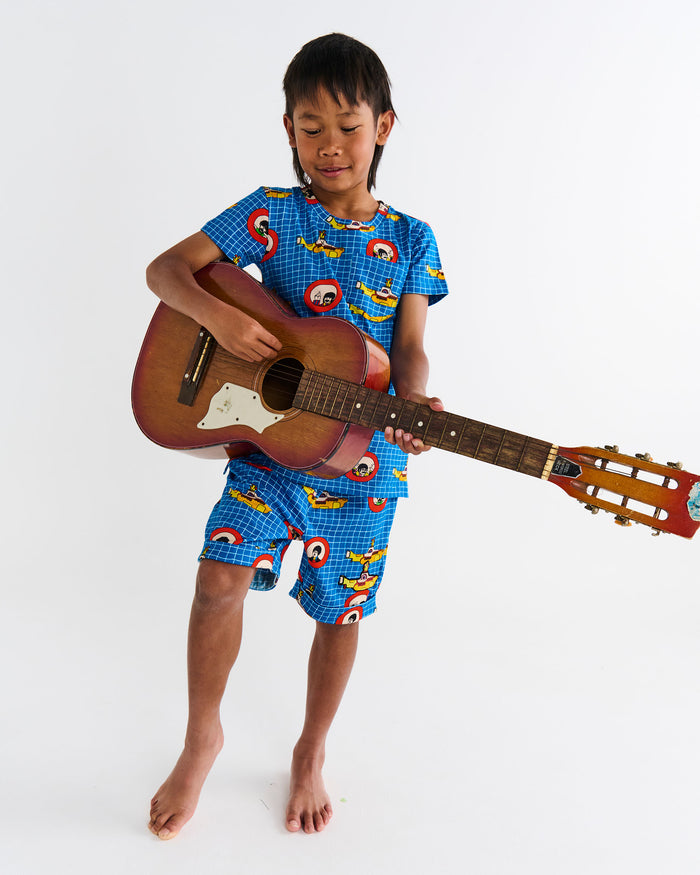 Kip&Co x The Beatles Yellow Submarine Kids Organic Cotton Short Sleeve Tee & Short Pyjama Set
