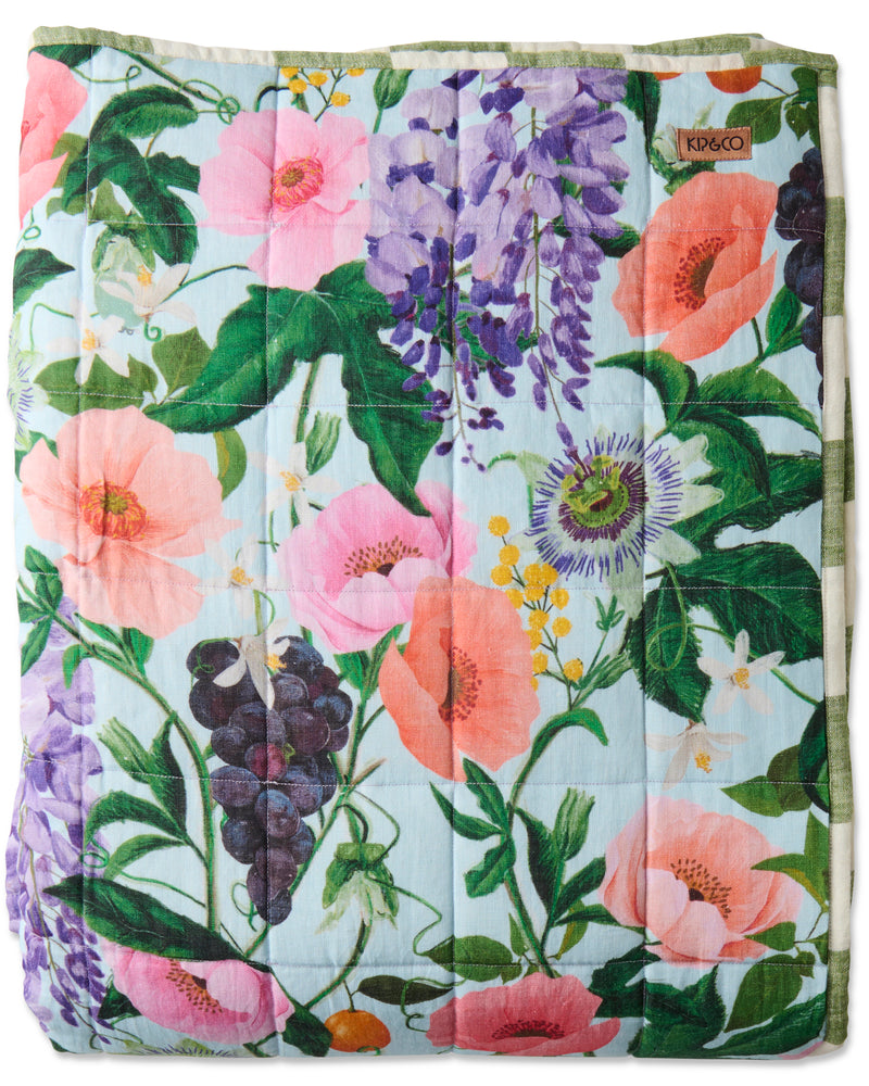 Spring In The Air Reversible Linen Quilted Bedspread