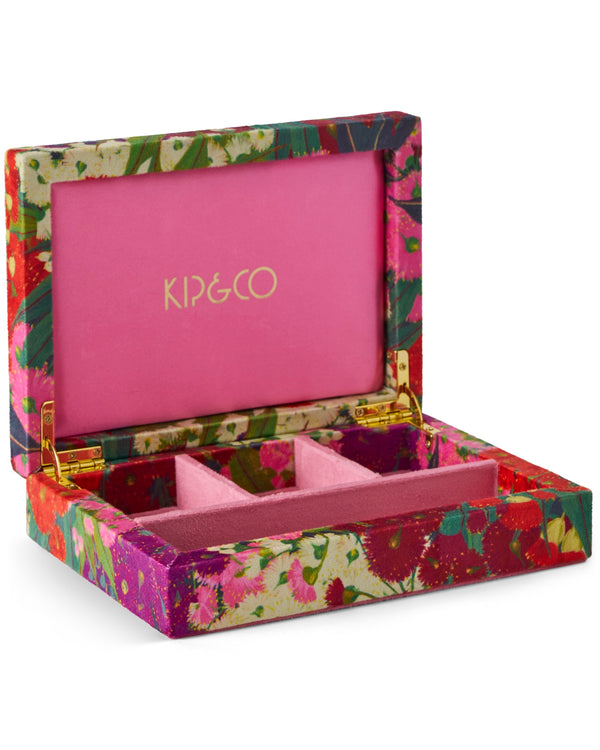 Australian Bush Blossom Velvet Jewellery Box Small