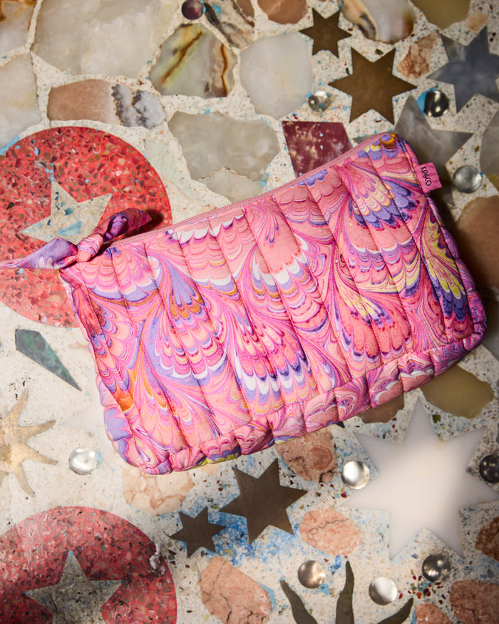 Kip&Co x Romance Was Born Cosmic Marble Quilted Cotton Toiletry Purse