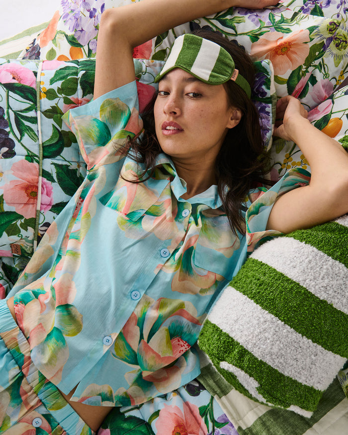 Moss Stripe Velvet Eye Mask